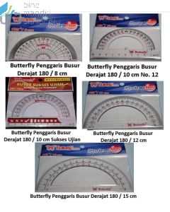 Protractor garisan sudut 180 derajat Butterfly Penggaris Busur 180/12 cm