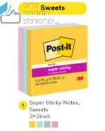 Contoh Alat Perlengkapan Kantor merk 3M Post-it , Gambar Produk 3M Post-it 654-4SSSWT Super Sticky Note Sweets 76x76